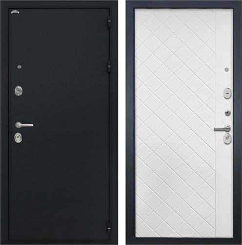 Входная дверь Колизей ФЛ-Ромбы (Чёрный шелк / Силк ясень белый) для установки в квартиру 30849 - фото 142455