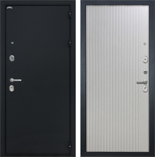 Входная дверь Колизей ФЛ-566 (Чёрный шелк / Чесура светлая) для установки в квартиру 30850 - фото 142460