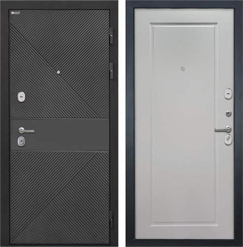 Входная дверь Сицилия ФЛ-613 Чёрный (крашеный) / ФЛ-642 Мэджик шифон белый для установки в квартиру 30889 - фото 142714