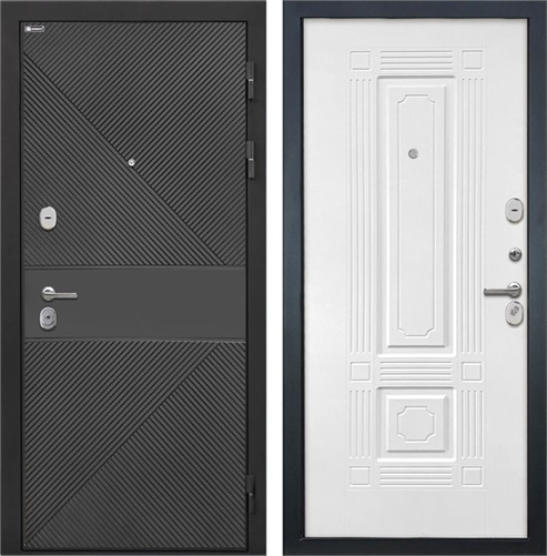 Входная дверь Сицилия ФЛ-613 Чёрный (крашеный) / ФЛ-2 Силк ясень белый для установки в квартиру 30890 - фото 142716