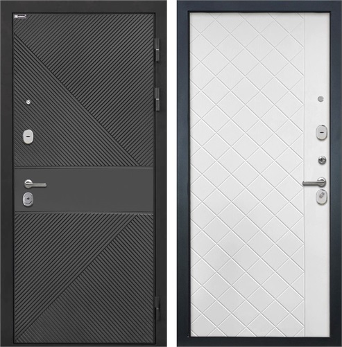 Входная дверь Сицилия ФЛ-613 Чёрный (крашеный) / ФЛ-Ромбы Силк ясень белый для установки в квартиру 30892 - фото 142720