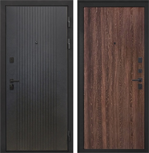 Входная дверь Профит Black (Лофт черный / Дуб филадельфия коньяк) для установки в квартиру 20258 - фото 142996