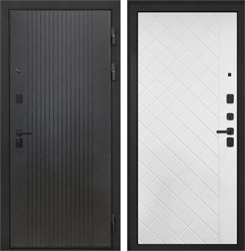 Входная дверь Профит Black ФЛ-Ромбы (Лофт черный / Силк ясень белый) для установки в квартиру 30939 - фото 143030
