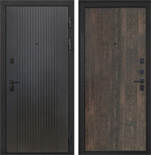 Входная дверь Профит Black (Лофт черный / Тиковое дерево) для установки в квартиру 20255 - фото 143050