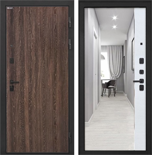 Входная дверь Профит Black зеркало ФЛЗ-305 (Дуб филадельфия коньяк / Лофт белый) для установки в квартиру 30954 - фото 143144