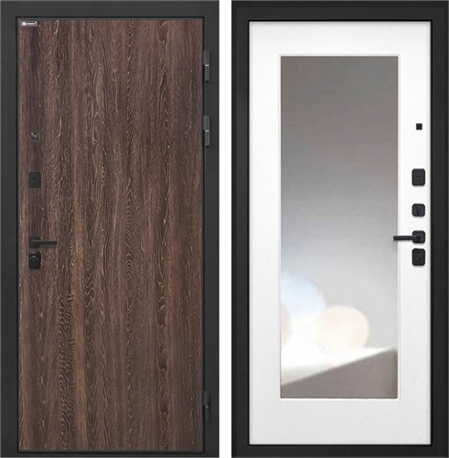 Входная дверь Профит Black зеркало ФЛЗ-120М (Дуб филадельфия коньяк / Белая матовая) для установки в квартиру 30956 - фото 143158