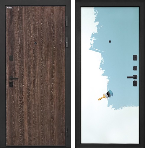 Входная дверь Профит Black (Дуб филадельфия коньяк / Под покраску) для установки в квартиру 30957 - фото 143165