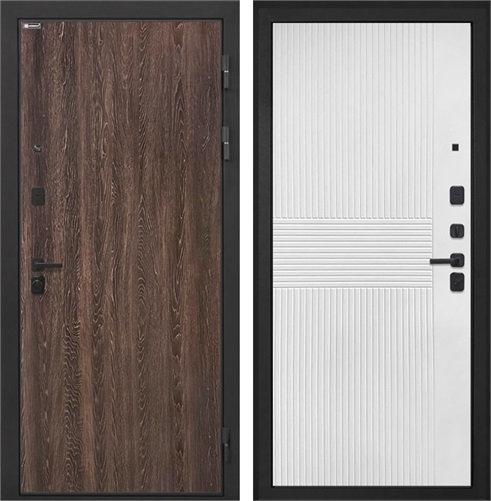 Входная дверь Профит Black ФЛ-326М (Дуб филадельфия коньяк / Мэджик шифон белый) для установки в квартиру 30966 - фото 143229