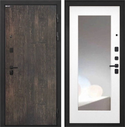 Входная дверь Профит Black зеркало ФЛЗ-120М (Тиковое дерево / Белая матовая) для установки в квартиру 30994 - фото 143428