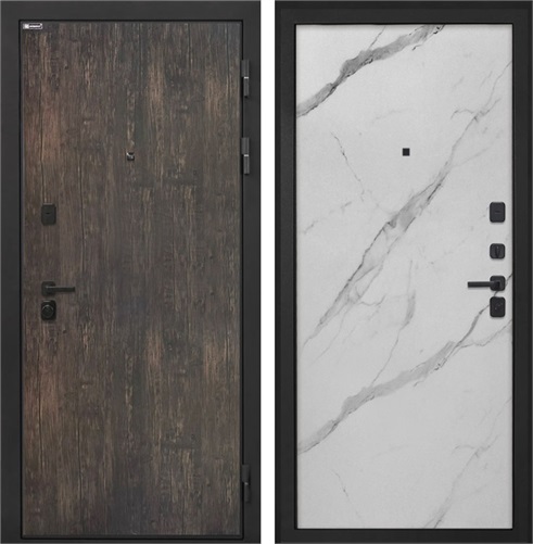 Входная дверь Профит Black Гладкая (Тиковое дерево / Мрамор арктик) для установки в квартиру 31010 - фото 143542