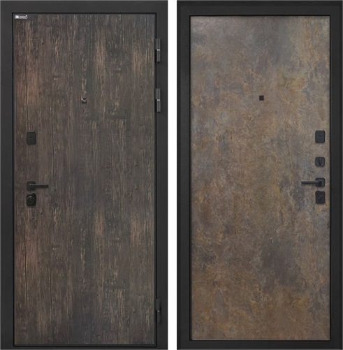 Входная дверь Профит Black Гладкая (Тиковое дерево / Гранж) для установки в квартиру 31011 - фото 143549