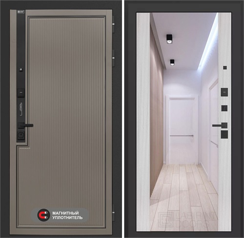 Входная дверь Лаб 1 Про с зеркалом Максимум - Сандал белый для установки в квартиру 31039 - фото 143743