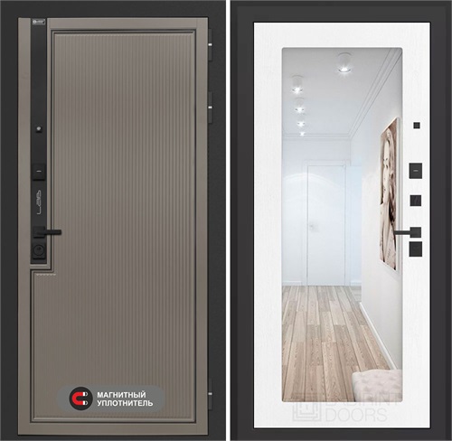 Входная дверь Лаб 1 Про с зеркалом 18 - Белое дерево для установки в квартиру 31041 - фото 143755