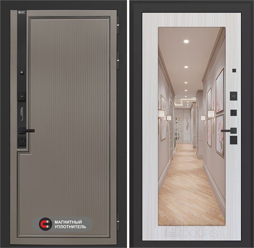 Входная дверь Лаб 1 Про с зеркалом 18 - Сандал белый для установки в квартиру 31043 - фото 143767