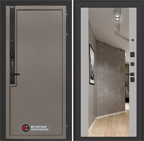 Входная дверь Лаб 1 Про с зеркалом Максимум - Грей софт для установки в квартиру 31050 - фото 143811