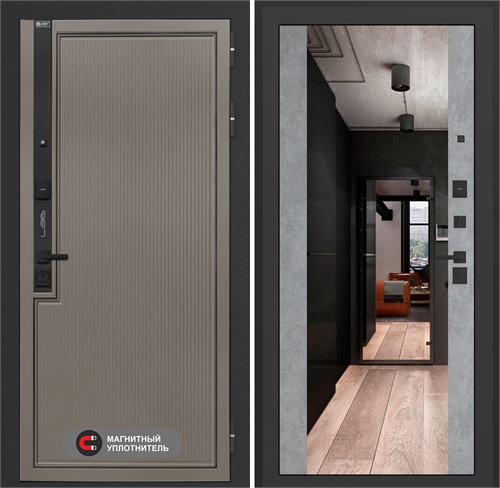 Входная дверь Лаб 1 Про с зеркалом Максимум - Бетон светлый для установки в квартиру 31051 - фото 143817