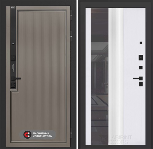 Входная дверь Лаб 1 Про с тонированным зеркалом 32 - Белый рельеф софт для установки в квартиру 31055 - фото 143841