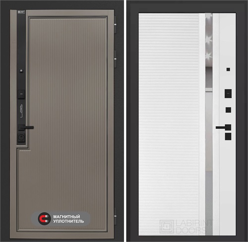 Входная дверь Лаб 1 Про - 31 Белый софт, зеркальная вставка с тонировкой для установки в квартиру 31057 - фото 143854