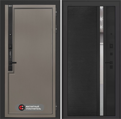 Входная дверь Лаб 1 Про - 31 Черный кварц, зеркальная вставка с тонировкой для установки в квартиру 31058 - фото 143860