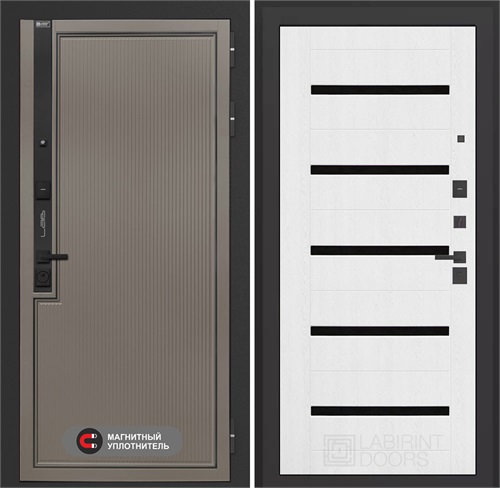 Входная дверь Лаб 1 Про - 01 Белое дерево, стекло черное для установки в квартиру 31065 - фото 143903