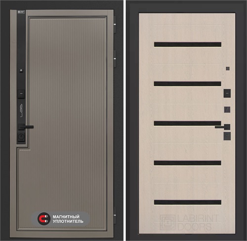 Входная дверь Лаб 1 Про - 01 Беленый дуб, стекло черное для установки в квартиру 31066 - фото 143909