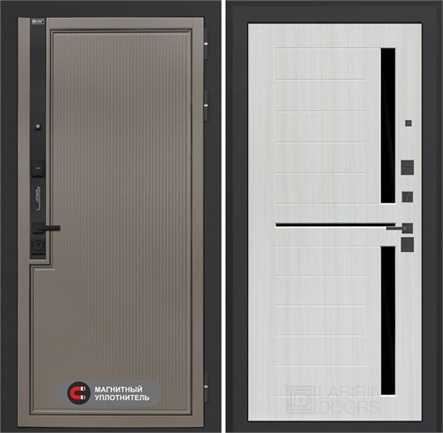 Входная дверь Лаб 1 Про - 02 Сандал белый, стекло черное для установки в квартиру 31069 - фото 143927