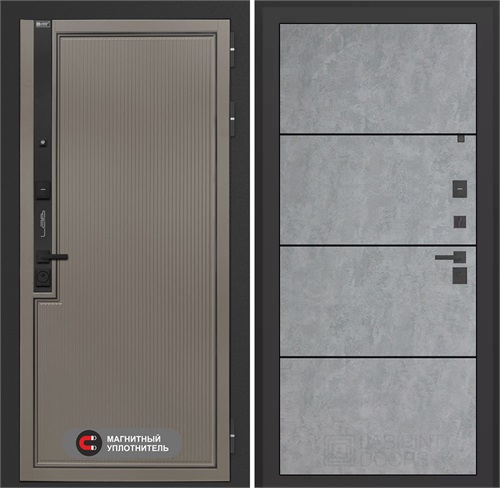 Входная дверь Лаб 1 Про - 25 Бетон светлый, черные молдинги для установки в квартиру 31072 - фото 143946