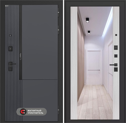 Входная дверь Лаб 2 Про с зеркалом Максимум - Сандал белый для установки в квартиру 31106 - фото 144160