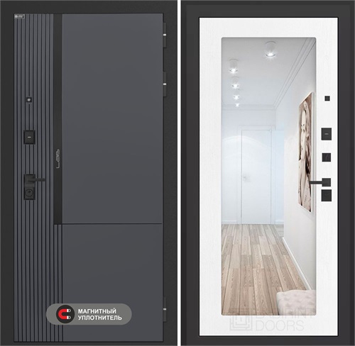 Входная дверь Лаб 2 Про с зеркалом 18 - Белое дерево для установки в квартиру 31108 - фото 144172