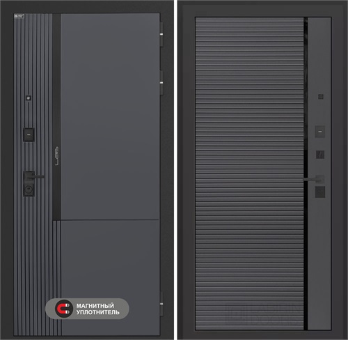 Входная дверь Лаб 2 Про - 22 Графит софт с молдингом для установки в квартиру 31112 - фото 144197