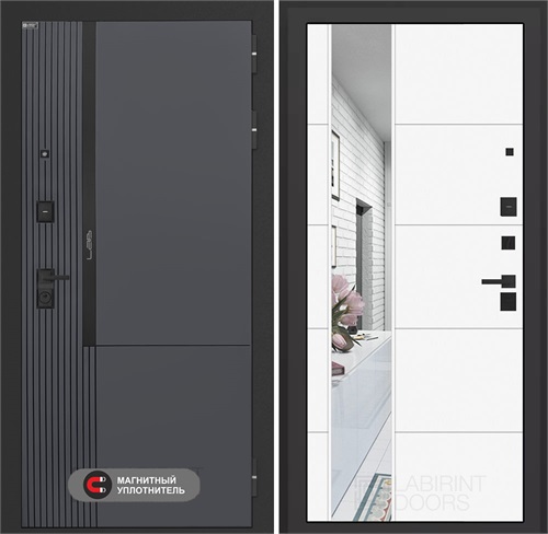 Входная дверь Лаб 2 Про с зеркалом 19 - Белый софт для установки в квартиру 31120 - фото 144246