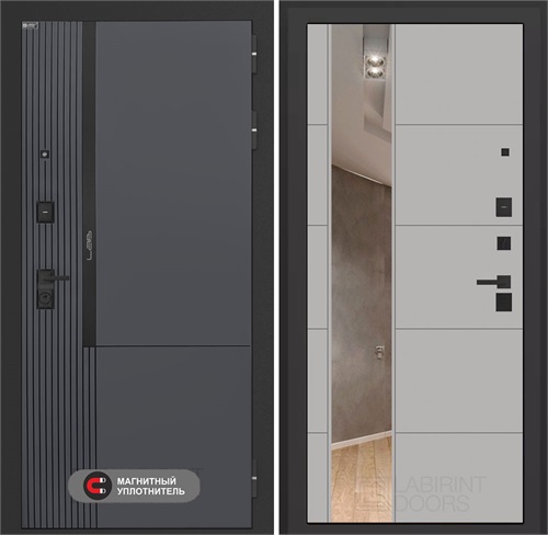 Входная дверь Лаб 2 Про с зеркалом 19 - Грей софт для установки в квартиру 31121 - фото 144252