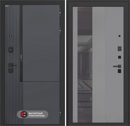 Входная дверь Лаб 2 Про с тонированным зеркалом 32 - Серый рельеф софт для установки в квартиру 31123 - фото 144264