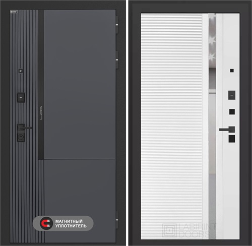 Входная дверь Лаб 2 Про - 31 Белый софт, зеркальная вставка с тонировкой для установки в квартиру 31124 - фото 144270