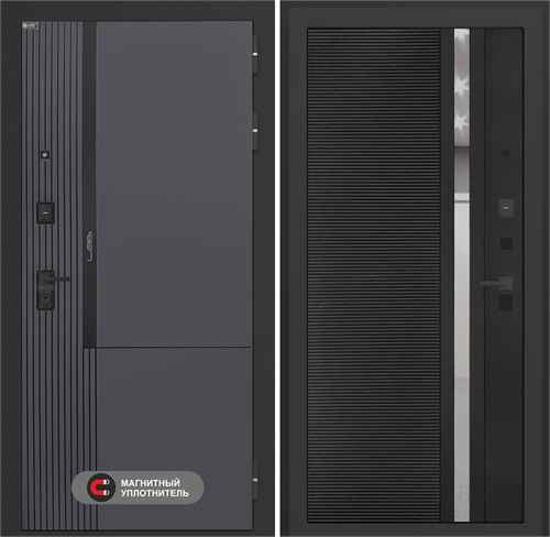 Входная дверь Лаб 2 Про - 31 Черный кварц, зеркальная вставка с тонировкой для установки в квартиру 31125 - фото 144278