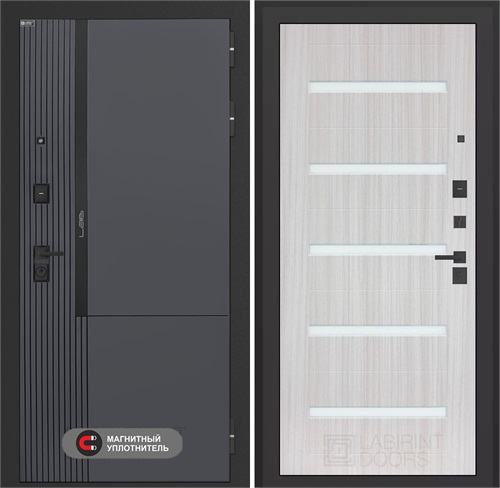Входная дверь Лаб 2 Про - 01 Сандал белый, стекло белое для установки в квартиру 31131 - фото 144314