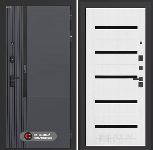 Входная дверь Лаб 2 Про - 01 Белое дерево, стекло черное для установки в квартиру 31132 - фото 144322