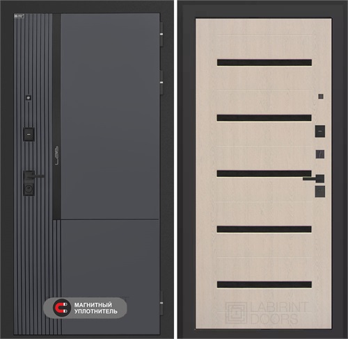 Входная дверь Лаб 2 Про - 01 Беленый дуб, стекло черное для установки в квартиру 31133 - фото 144328