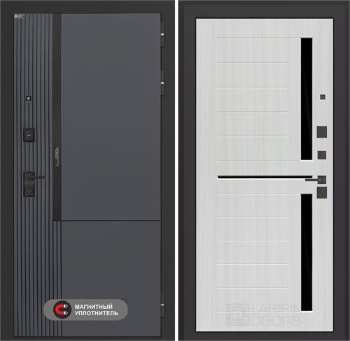 Входная дверь Лаб 2 Про - 02 Сандал белый, стекло черное для установки в квартиру 31136 - фото 144346