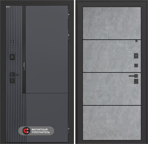 Входная дверь Лаб 2 Про - 25 Бетон светлый, черные молдинги для установки в квартиру 31138 - фото 144360