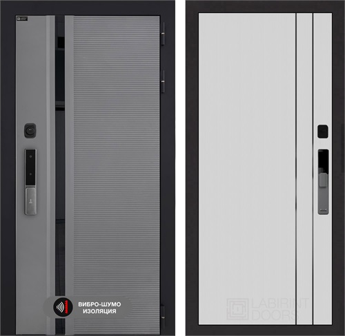 Входная дверь Пиано Смарт 2.0 с умным замком - 10 Белый рельеф софт, черный молдинг для установки в квартиру 31170 - фото 144740