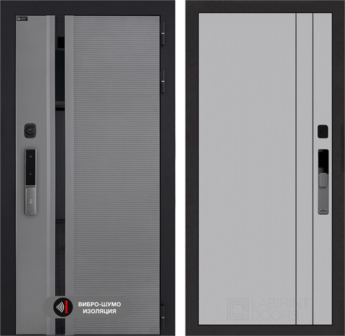 Входная дверь Пиано Смарт 2.0 с умным замком - 10 Серый рельеф софт, черный молдинг для установки в квартиру 31171 - фото 144754