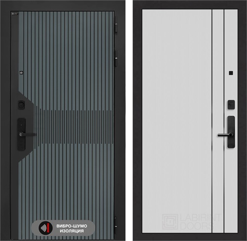 Входная дверь Смартлаб с умным замком - 10 Белый рельеф софт, черный молдинг для установки в квартиру 31175 - фото 144790