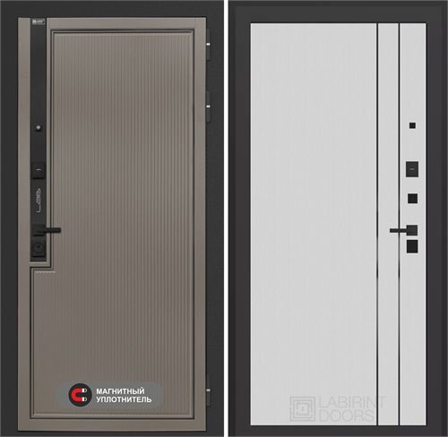 Входная дверь Лаб 1 Про - 10 Белый рельеф софт, черные молдинги для установки в квартиру 31185 - фото 144835