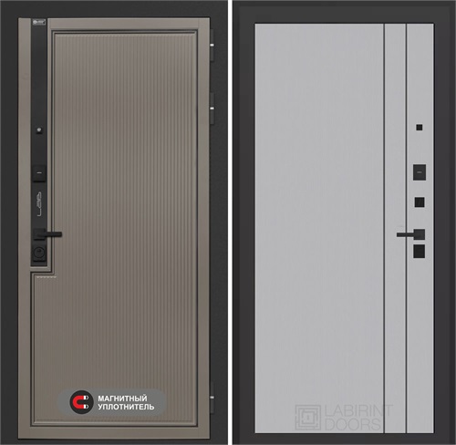 Входная дверь Лаб 1 Про - 10 Серый рельеф софт, черные молдинги для установки в квартиру 31186 - фото 144841
