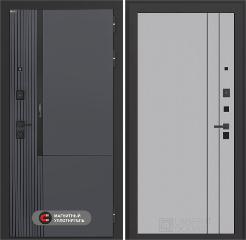 Входная дверь Лаб 2 Про - 10 Серый рельеф софт, черные молдинги для установки в квартиру 31191 - фото 144871