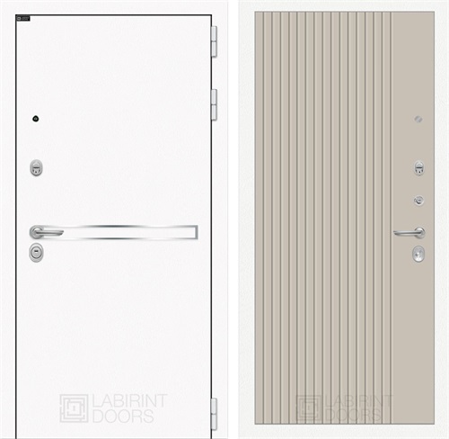 Входная дверь Лайн Вайт 29 Хомс (Шагрень белая / Капучино) для установки в квартиру 31194 - фото 144887
