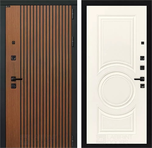 Входная дверь Шторм 23 (Дуб кантри темный / Веллюто Ванила) для установки в квартиру 19374 - фото 145291