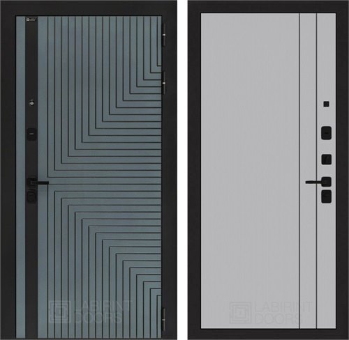 Входная дверь Кредор 10 - Серый рельеф софт, черные молдинги для установки в квартиру 31266 - фото 145415