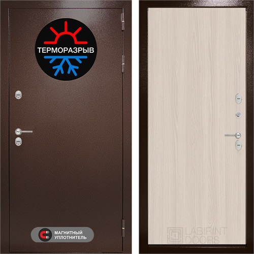 Уличная входная дверь Термо Магнит 05 (Антик медный / Ясень светлый) для частного загородного дома и дачи 31322 - фото 145746